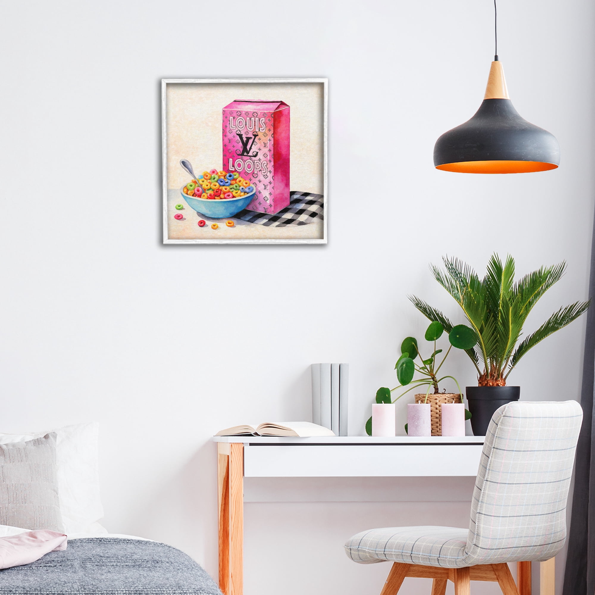 Stupell Industries Fashion Loops Cereal White Framed Giclee Art, design by Grotto Studios