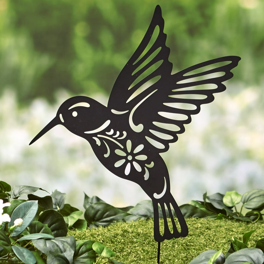 Animal Silhouette Decorative Stake Garden Décor Hummingbird