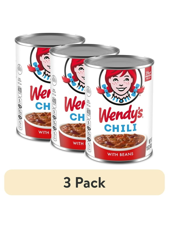 (3 pack) Wendy's Chili With Beans, Canned Chili, 15 oz