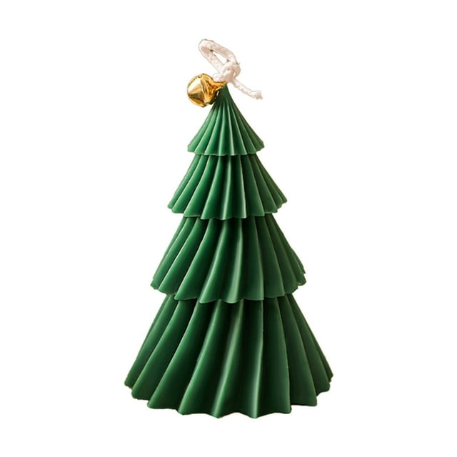 Bougie d'Aromathérapie en Forme de Sapin de Noël, Cadeau pour la Déco de Bureau à la Maison, Bougie Parfumée des Fêtes, Ornement Festif Rotatif, Petite Bougie Verte Rouge, Centre de Table de Noël