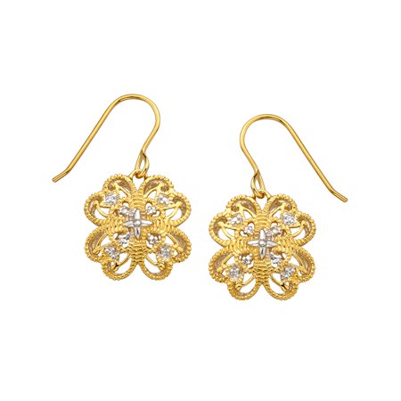 Flower Filigree Drop Earrings in 18kt Gold-Plated Sterling Silver