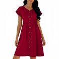 thumbnail image 5 of TaTaai Women's Solid Color V-Neck Dress with Flutter Sleeves, Cinched Waist, and Flattering A-Line Silhouette Gift, 5 of 6