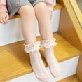 thumbnail image 4 of iaksohdu 1 Pair Toddler Socks Pure Color Comfortable Dancing Socks Ruffle Stockings for Home Usage, 4 of 8