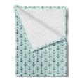 thumbnail image 2 of Anchor Soft Flannel Fleece Blanket, Ocean Inspired Zigzag Backdrop with Pale Color Maritime Anchor and Dots Summertime, Cozy Plush for Indoor and Outdoor Use, 60" x 80", Seafoam Teal, by Ambesonne, 2 of 5