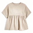 thumbnail image 5 of Dxzfnsa Short Sleeve Shirts for Women Casual Spring Summer Tops Ribbed Knit Striped Womens Tops Crewneck Loose Fit T Shirts S-2XL, 5 of 6