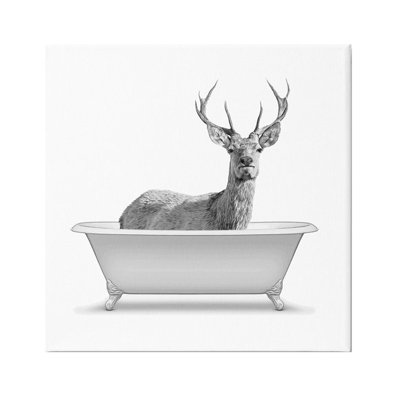 Stupell Industries Woodland Deer Antique Bath Tub Graphic Art Gallery Wrapped Canvas Print Wall Art, Design by Annalisa Latella