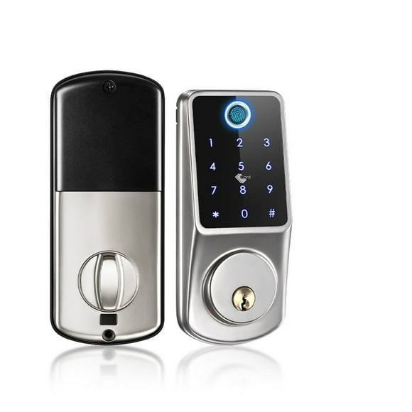 Serrure de Porte, Contrôle à Distance Intelligent via l'App Tuya, Empreinte Digitale, Mot de Passe, Code de Carte, Pêne Dormant, Loquet Automatique, Facile à Installer