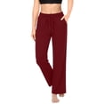 thumbnail image 5 of SuTry Womens Straight Leg Jogger Pants Drawstring Elastic Waist Side Pockets Stretch Knit Fabric Yoga Workout Daily Casual Wear Trousers, 5 of 9