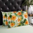 thumbnail image 4 of Orange Floral Palm Leaves Throw Pillow Cover 20 x 36 Inch Decorative Pillow Cover Tropical Summer Botancial Lumbar Pillowcase Seasonal Rectangle Cushion Case for Couch Sofa Bed Living Room, 4 of 7
