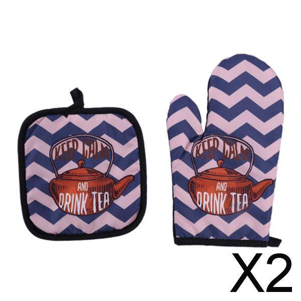 2x2 Uds Guantes De Algodón Para Horno Soporte Para Ollas Manopla Resistente Al Calor Para Cocinar Té Y Bebidas 2 piezas