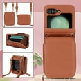 thumbnail image 2 of Compatible with Samsung Galaxy Z Flip7 Crossbody Wallet Case,With Wrist Strap and Shoulder Strap,Zipper Card Slots Pocket,PU Leather Shockproof Protective Rugged Phone Case,Brown, 2 of 11