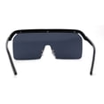 thumbnail image 4 of Oversized Flat Top Half Rim Mono Shield Minimalist Sunglasses All Black, 4 of 4