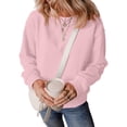 thumbnail image 5 of Womens Crew Neck Sweatshirts Long Sleeve Fall Casual Basic Pullover Loose Fit Top Sweatshirt Fashion Pink 2XL, 5 of 7