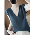 thumbnail image 3 of MVRLSH Women's Oversized Sweaters for Women Sleeveless V Neck Soft Loose Autumn Winter Knit Vest Waistcoat Fall Fashion Tops Cardigan Sweater Blue - XXL, 3 of 3