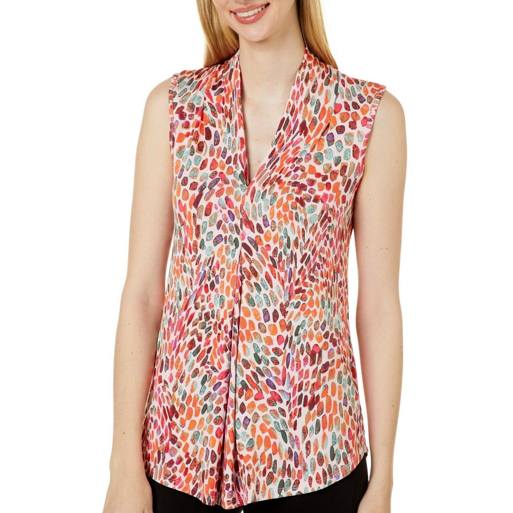 Cable & Gauge Cable & Gauge Womens Painted Dots Print Sleeveless Top