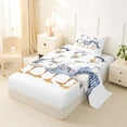 thumbnail image 2 of spefrowx Watercolor Sailor Seagull Twin Sheets for Kids, Blue Stripe Bow Coastal Bird Bedding, 3 Pieces, 1 Flat Sheet, 1 Fitted Sheet and 1 Pillowcase, 2 of 5