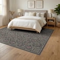 thumbnail image 3 of ODIKA 6'x9' Washable Area Rug Vintage Boho Trellis Scroll Border Distressed Faded Motifs Mauve Flowing Dynamic for Dining Room, Under Table, Office Décor, Non-Slip Chair-Friendly, 3 of 7