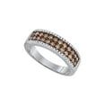 thumbnail image 1 of 14kt White Gold Womens Round Brown Diamond 2-row Band Ring 3/4 Cttw, 1 of 1
