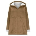 thumbnail image 4 of Lcziwo Women Fleece Zip Up Jacket Long Sleeve Horn Buckle Hoodies Coats Thickening Casual Long Sweatshirts Fall Winter 2025 Jackets with Pockets Khaki,L, 4 of 6