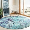 thumbnail image 3 of SAFAVIEH Madison Candelario Abstract Polka Dots Area Rug, Turquoise/Navy, 6'7" Round, 3 of 7