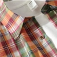 thumbnail image 3 of WREESH Men's Swaeshig Loose Casual Button Down Shirts Plaid Turn-Down Collar Short Sleeve with Pockets for Trendsetting Style Orange, 3 of 7