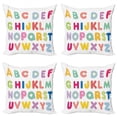 thumbnail image 1 of Ambesonne Alphabet Throw Pillow Cover 4 Pack, Colorful Printed Letters, 24", Multicolor, 1 of 2