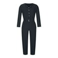 thumbnail image 5 of Women's Spring Fall Jumpsuits Casual Dressy One Piece Outfits V Neck Long Sleeve Belt Pockets Long Pants Romper Black S, 5 of 7