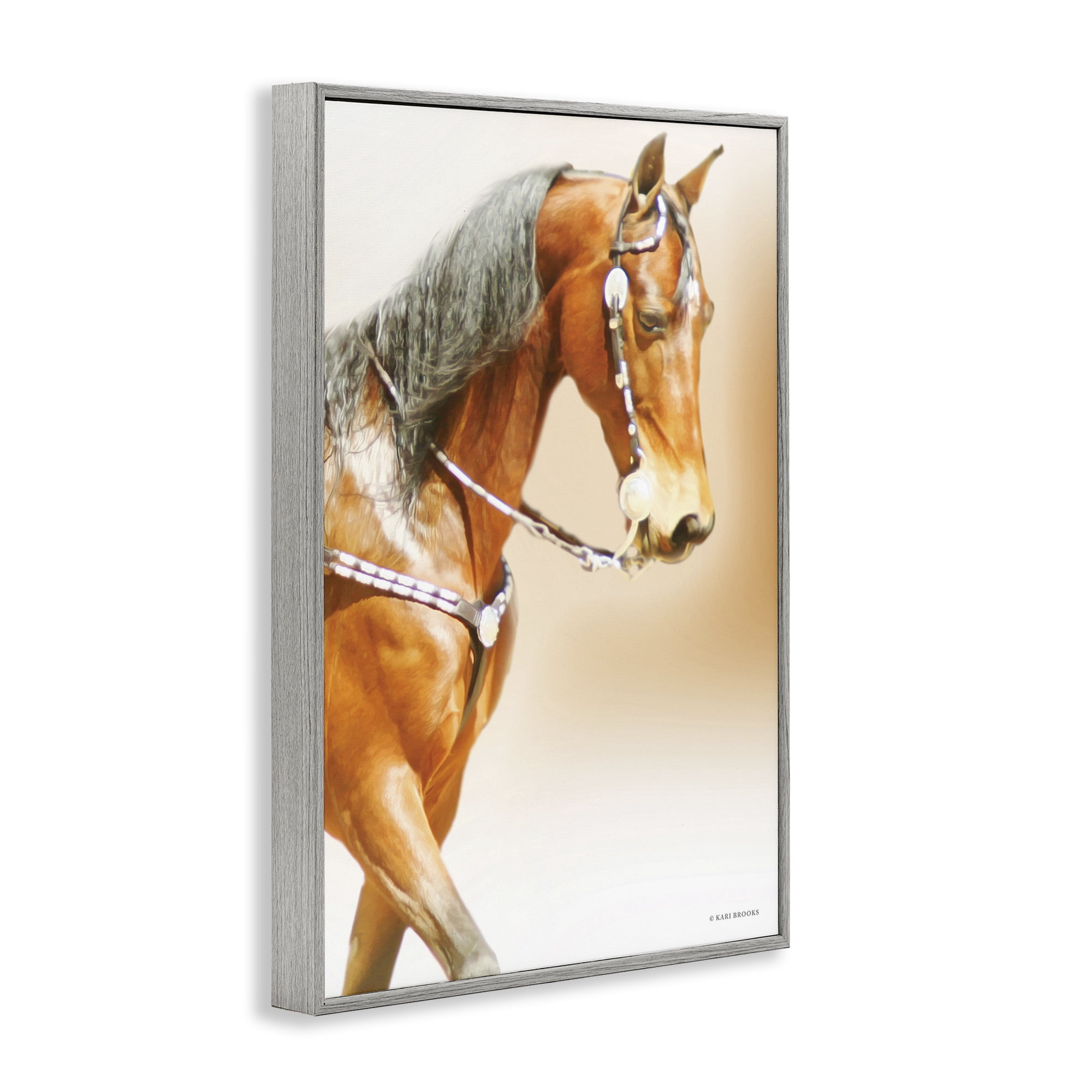 Stupell Industries Brown Majestic Horse Gray Framed Giclee Art, design by Kari Brooks