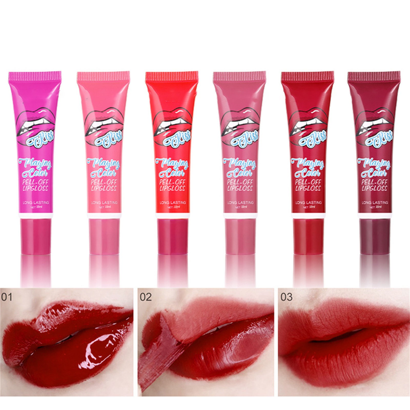 Hzjyij Lipstick Peel Off Lip Stain Lip Tint Liquid Lipstick Lip Gloss Long Lasting Lip Tint 4358