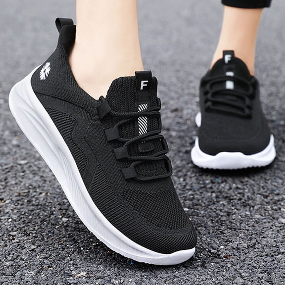 Womens Shoes Slip On, Womens Athletic Walking Shoes - Running Tennis Shoes Jogging Workout Lightweight Breathable Slip On Sneakers for Indoor Outdoor Gym Travel Work, Black 6