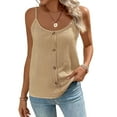 thumbnail image 2 of Fengqque Women's Summer Round Neck Button Spaghetti Strap Slim-Fit Solid Color Womens Tank Top Khaki XL(XL), 2 of 6