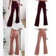 thumbnail image 2 of Women's High Waist Corduroy Flared Pants Trendy Soft Comfortable Pants Warm Winter Trousers for Fashion Looks, 2 of 8