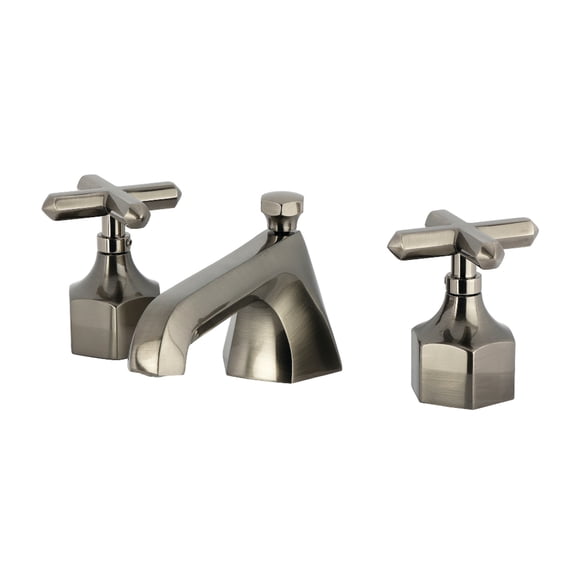 Kingston Brass KZ446CHXBSS Widespread Bathroom Faucet with Brass Pop-Up, Black Stainless