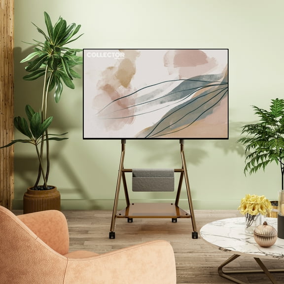 FITUEYES Storage Rolling TV Cart Height Adjustable Corner TV Stand Mount for TVs Up to 65 Inch