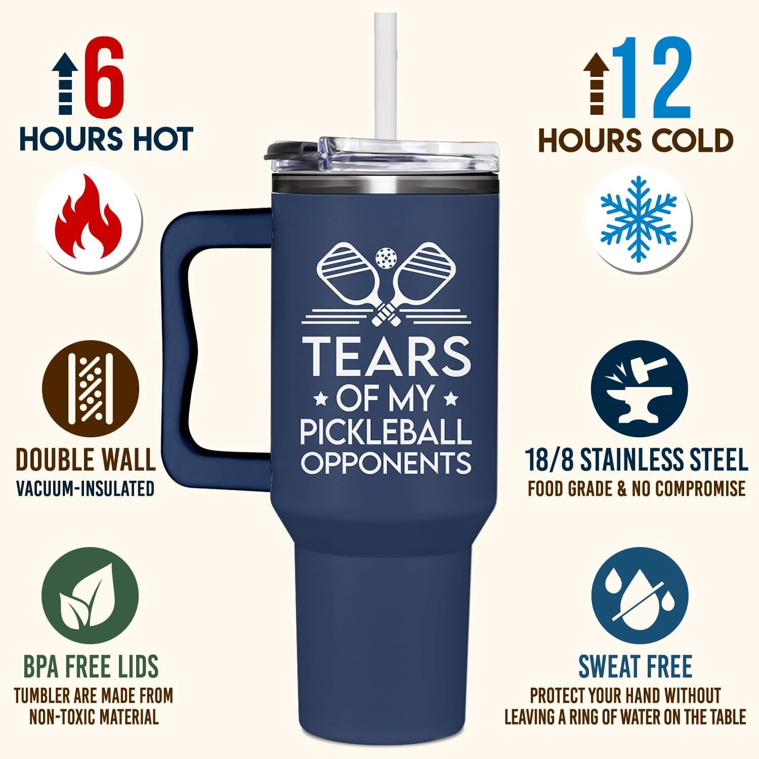 Pickleball Gifts For Men, Gifts For Pickleball Lovers, Pickleball Christmas Gift, Pickleballs Present Ideas From Son, Daughter And Kids, Christmas Presents For Dad, Tumbler 40oz With Handle
