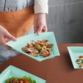 thumbnail image 4 of Vrorvz Microwave and Dishwasher Safe Trapezoidal Dinner Plates Impregnable Plastic Reusable Lightweight Plates for Kitchen or Camping Drop Resistant to Fragile Dinnerware, 4 of 6