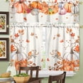 thumbnail image 3 of Fall Kitchen Curtains and Valance Set of 3, Autumn Pumpkin Kitchen Window Tier Curtains Floral Farmhouse Window Valances Rod Pocket Panels for Fall Home Decor, 3 of 7