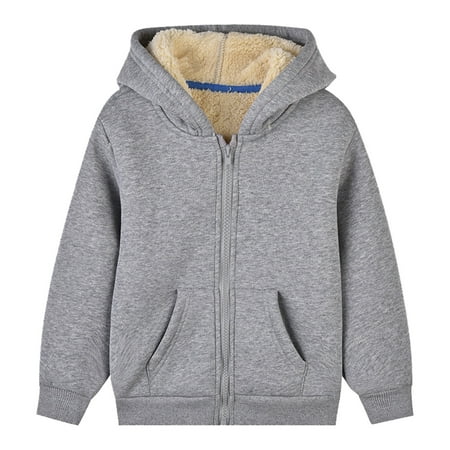 CYRBOKO Toddler Boys Fleece Sweatshirts Casual Thermal Long Sleeve Sports Hoodies with Pocket Gray Size 2-3 T