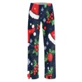thumbnail image 5 of Women's Christmas Printed Plush Casual Pants with Drawstring Elastic Waist, Long Trousers for Home and Casual Wear, Comfortable Design,Dark Green,S, 5 of 6
