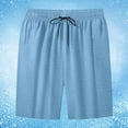 thumbnail image 2 of Glisme Trousers For Men Solid Color Elastic Waist With Drawstring Summer Cozy Soft Men Casual Pants Size L Sky Blue, 2 of 4