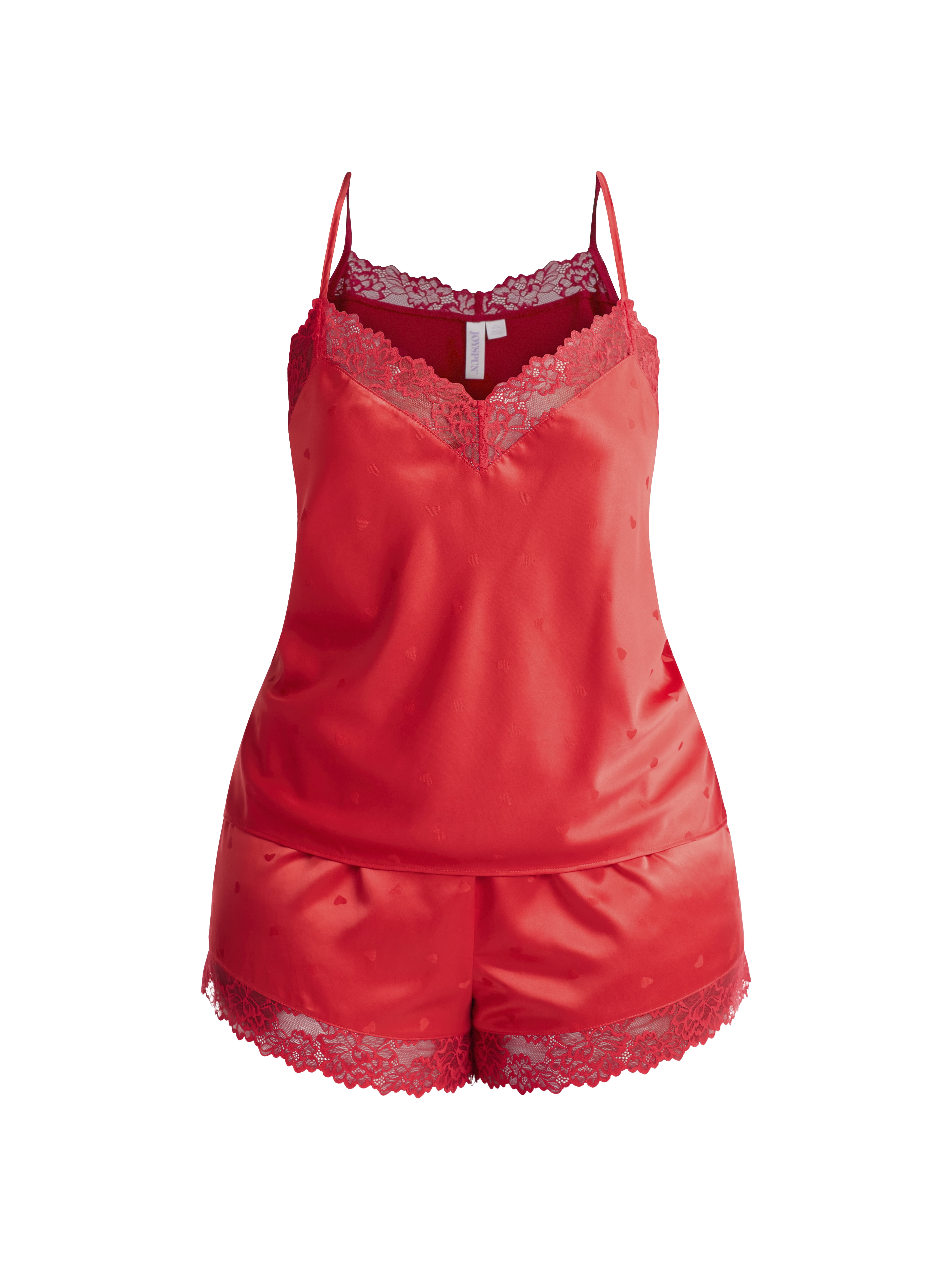 Joyspun Women’s and Women’s Plus Satin Cami and Shorts Pajama Set with Lace Trim, Sizes XS to 3X