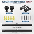 thumbnail image 4 of Xueyu Modern Decorative Black Ball Finials Adjustable Telescoping Single Window Curtain Rod 32"-144", 4 of 7