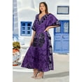 thumbnail image 2 of HAPPY BAY Women's Summer Batik Caftan House Dashiki Dress Kaftan Loungewear Nightshirts for Women Sleepwear 2X-3X Purple, Floral, 2 of 5