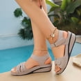 thumbnail image 4 of Fnooota Womens Comfort Sandals, Vacation Summer Buckle Open Toe Wedge Sandals Beige Size 6.5, 4 of 7