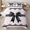 thumbnail image 2 of Manfei Girls Black Ribbon Bow Twin Quilt Set,Teens Bohemian Flower Twin Coverlet Set, 2 of 7