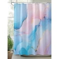 thumbnail image 2 of Light Pink Blue Marble Shower Curtain, Modern Art Abstract Gold Texture Ombre Waterproof Shower Curtain Set with 12 Hooks Lightweight Washable Fabric Shower Curtains for Bathroom 72x78 Inches, 2 of 6