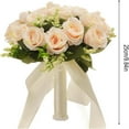 thumbnail image 4 of Wedding Bouquets for Bride Bridesmaid Bouquet Ivory Bridal Bouquet Artificial Roses for Wedding Home Decoration (Ivory/Champagne), 4 of 7