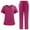 Hot Pink, variant on Women's Scrubs Set V-Neck Top with Contrast Trim Pockets & Straight Leg Pants Quick Dry Breathable Medical Workwear for Nurses Doctors Hospital Staff Uniform Sky Blue M