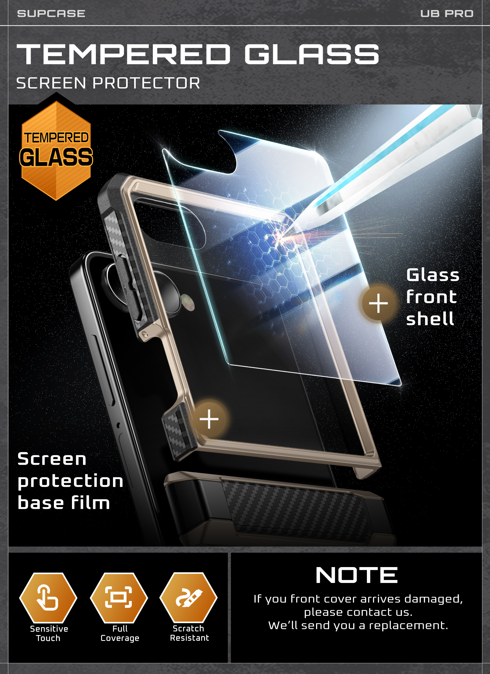 SUPCASE Unicorn Beetle Pro for Samsung Galaxy Z Flip 7 Case with Built-in Stand & Belt-Clip, [Hinge Protection] [Front Tempered Glass Screen Protector] Full Body Military-Grade Phone Cover, Desert