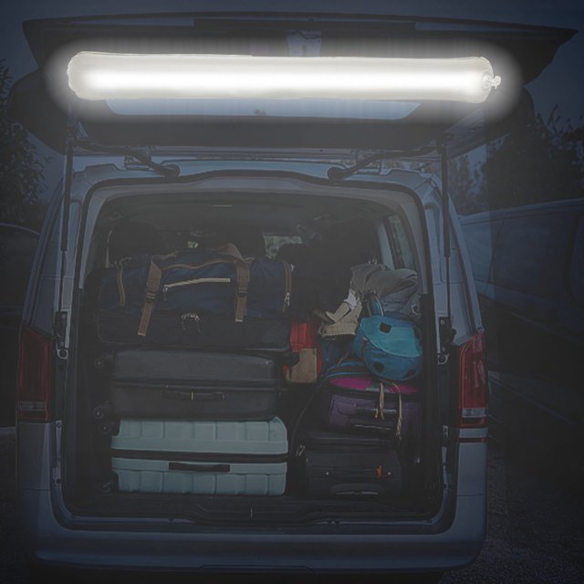 Palo de luz de campamento LED inflable portátil | Diseño plegable | USB recargable | PVC impermeable | 5 Ajustes de brillo | 900/1200 lúmenes | 65/85cm | Colgante magnético | Uso en